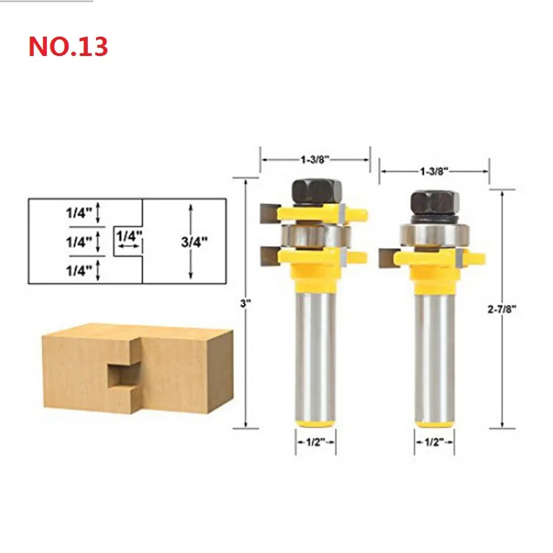 NO.1-10 фреза для дерева 1/" хвостовик язык паз фрезы бурения фрезерование резьба набор Пол Деревообработка Лидер продаж - Длина режущей кромки: NO.13