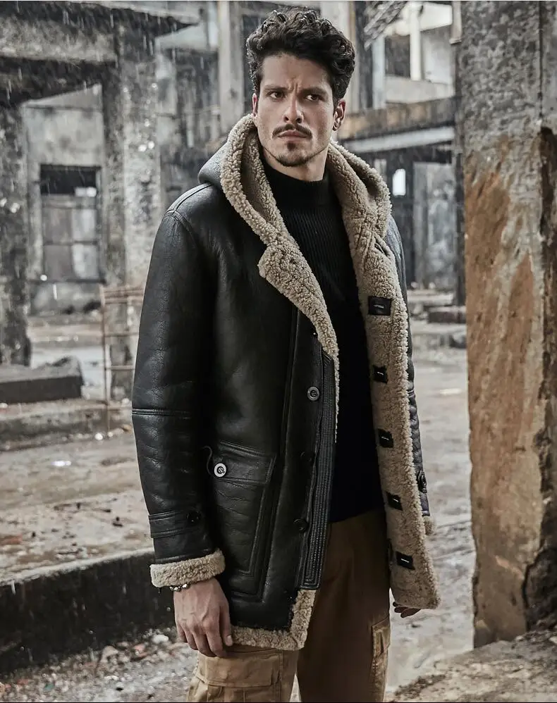 Волчья подкладка для волос зимняя мужская куртка из овечьей кожи мех один теплый натуральная кожа пальто трава подкладка мужские зимние куртки пальто