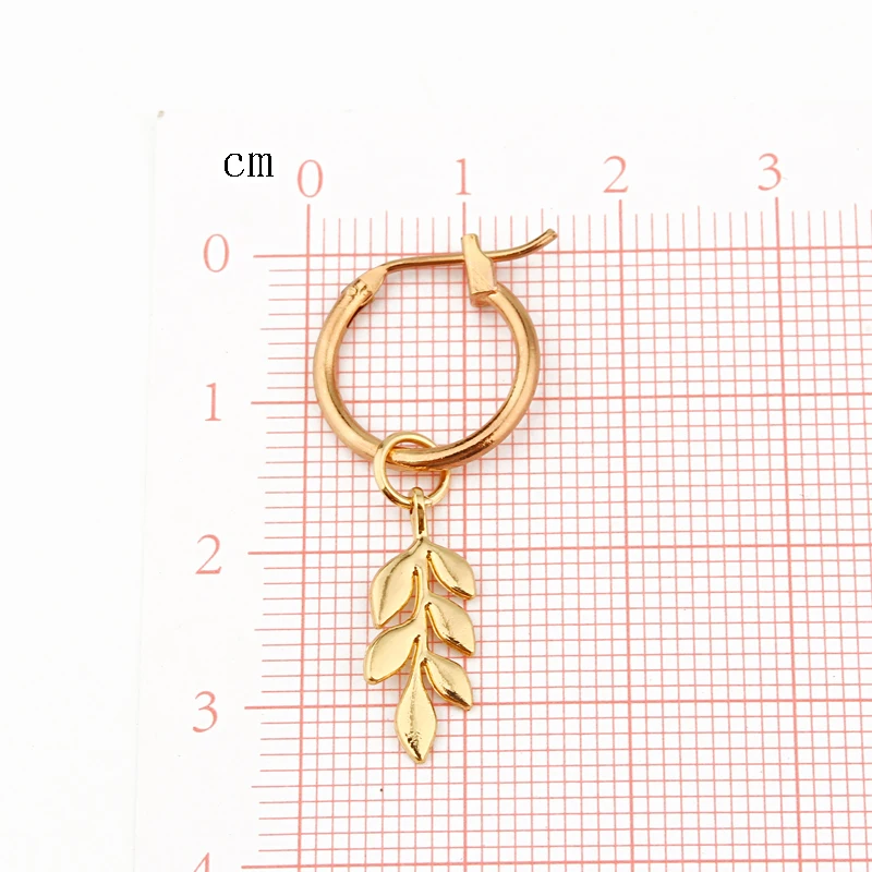 1 пара, Европейский тренд, милые серьги-кольца с листьями, подвеска золотого цвета, трехмерные серьги с листьями, вечерние JewelryE531-T2