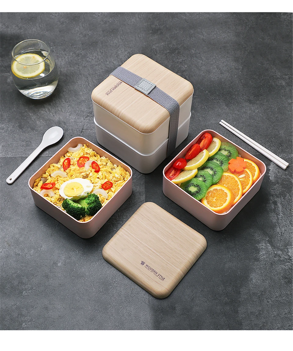 ACEBON микроволновый двухслойный Ланч-бокс 1400 мл деревянный салат Bento box BPA бесплатно портативный контейнер для работников студентов