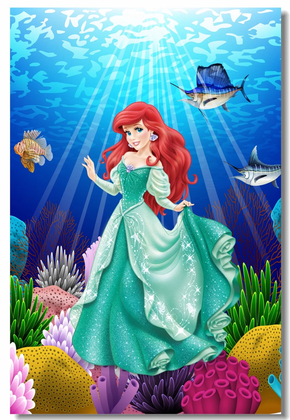 Personalized Customized Princess Ariel Name Banner Wall Poster with Frame Set