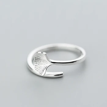 

MloveAcc Pure 925 Sterling Silver Ginkgo Biloba Leaf Rings for Women Adjustable Size Ring Fashion sterling-silver-jewelry