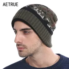 AETRUE зимние Skullies Beaines мужские зимние головные уборы для мужчин и женщин модная Шапка-бини, шапка s Bonnet, маска, теплая Толстая меховая вязаная шапка, шапка