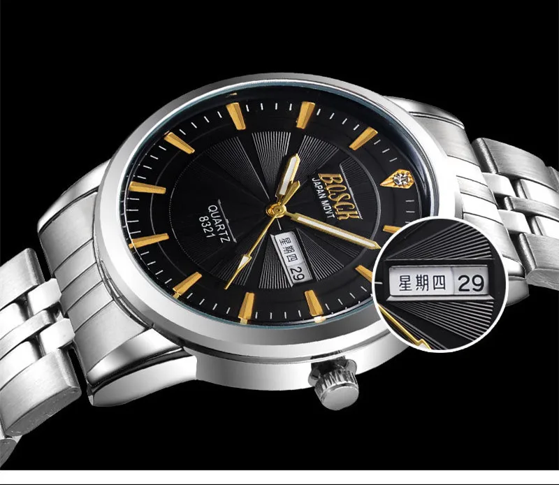 

9800 Men Luxury Brand Chronograph Men Business Watch Waterproof Rose Gold Full Steel Men's Quartz Watch Relogio Masculino