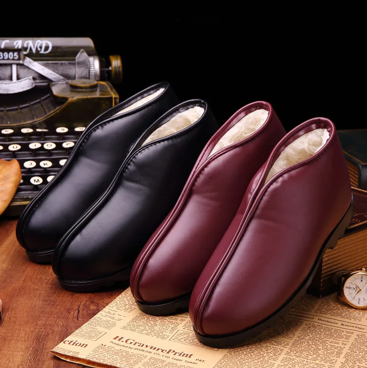 

Leather Cowhide Slippers Cotton Slippers Home Floor Slippers Men and Women Slip Waterproof Warm Shoes Home Shoes