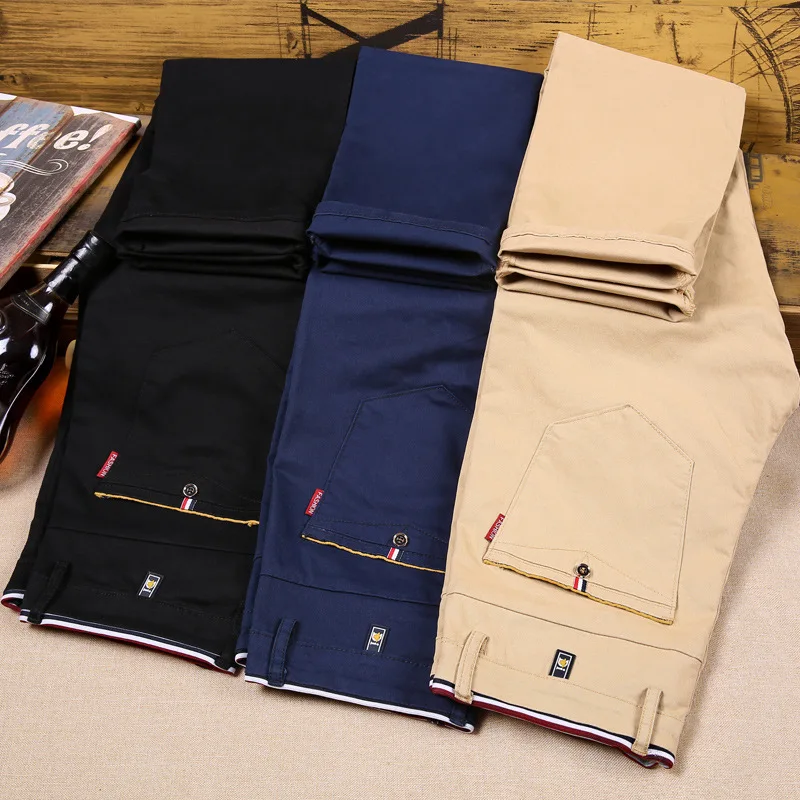 Для мужчин весна и осень модный бренд в Корейском стиле Винтаж Slim Fit прямые синие штаны мужские повседневные деловые эластичные штаны, брюки