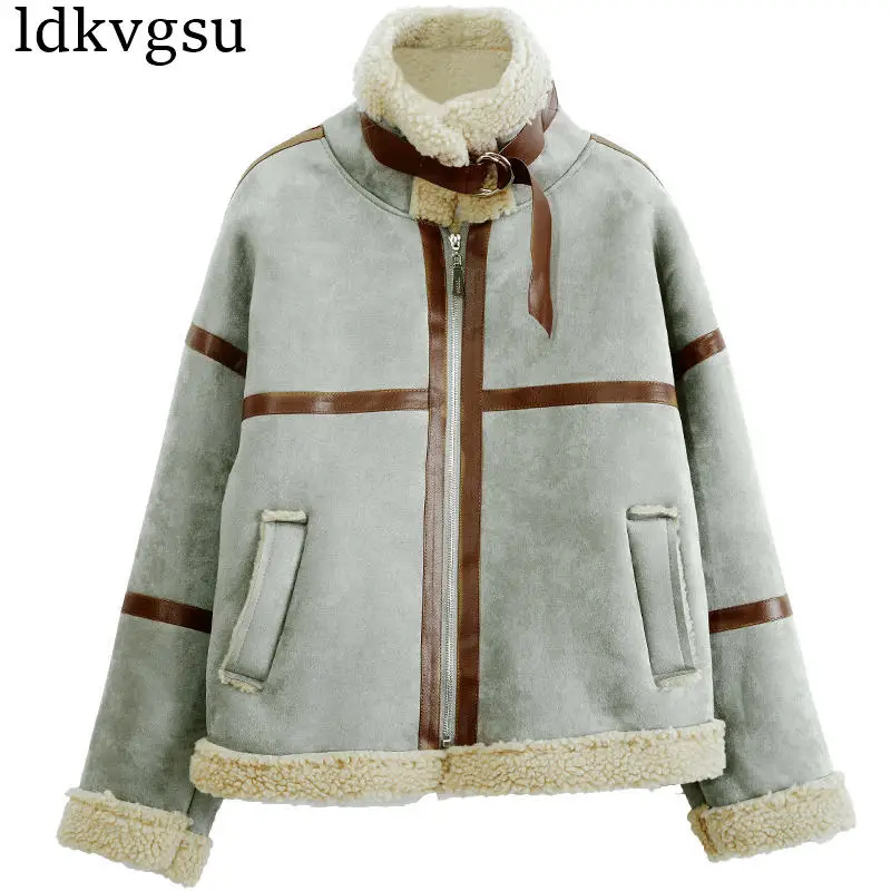 

2019 New Women Lamb Wool Coat Autumn Winter Jackets Thicken Faux Suede Fur Coats Female Loose Casual Warm Short Jacket Outwear