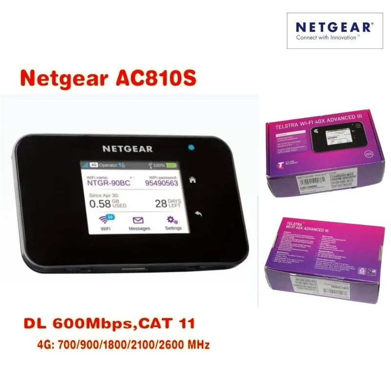 Оригинальный разблокирована сенсорный экран NETGEAR AirCard ac810s 810 s cat11 600 Мбит/с 4gx advanced III 4 г LTE мобильной точки доступа плюс 2 шт. antenn