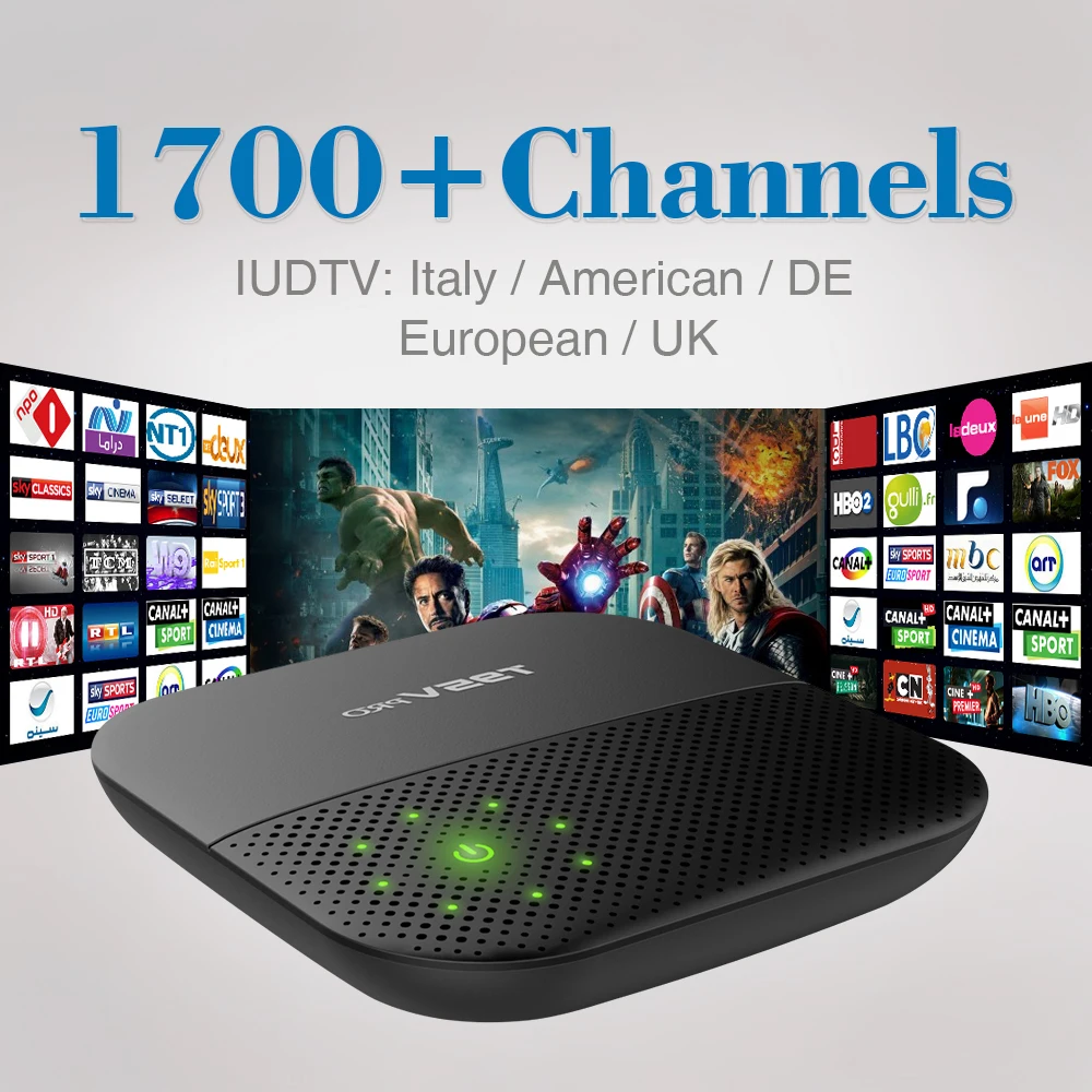 Android 6.0 Smart Set Top TV Box 4K WIFI IPTV Media Player with Free 1700 Full Europe Iptv Channels French Italy Germany Sweden