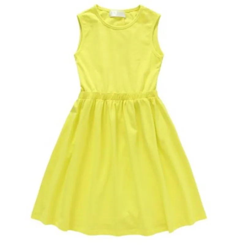 

2 to 16 years kids & teenager girls summer solid sleeveless vest flare cotton casual dress children girl fashion long dresses