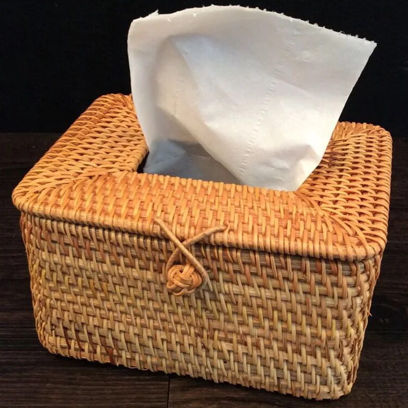 

Unique Roll Paper Seat Type Rattan Tissue Cases Canister funny Cute Home Car Tissue Box Container Rectangle Towel Napkin boxes