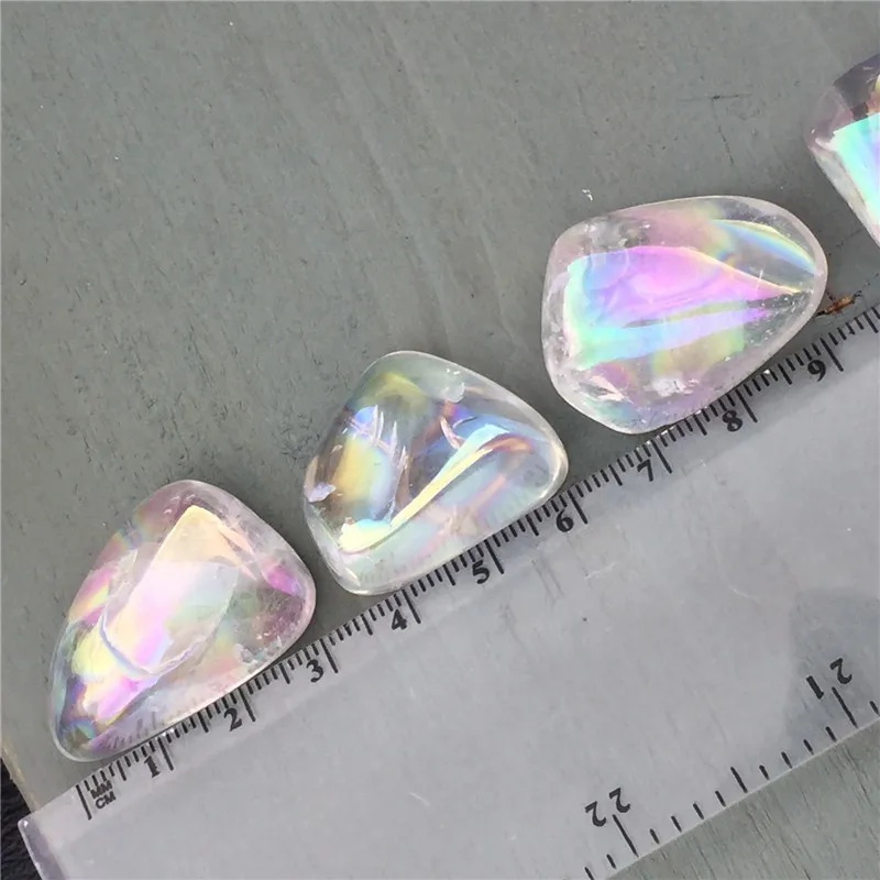 

5pcs natural clear quartz crystal white aura tumbled stones