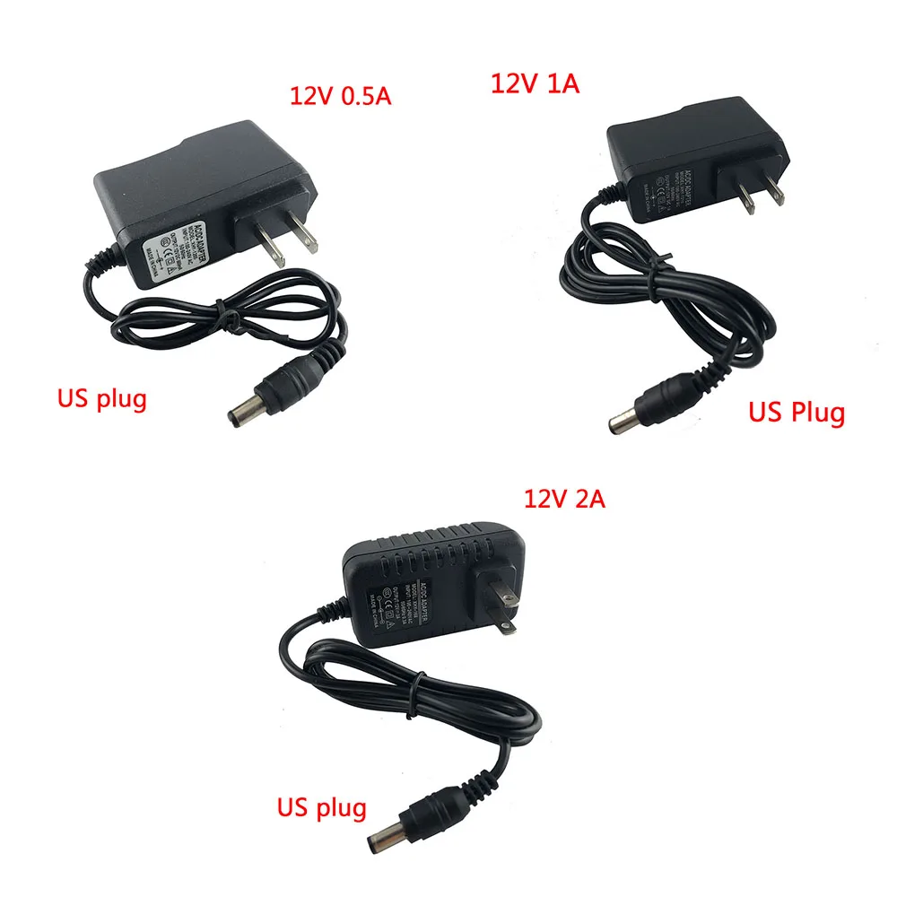 100-240 В переменного тока до 12 В постоянного тока 0.5A 1A 2A адаптер питания зарядное устройство адаптер конвертер ЕС Разъем 5,5 мм x 2,5 мм для переключателя светодиодный светильник