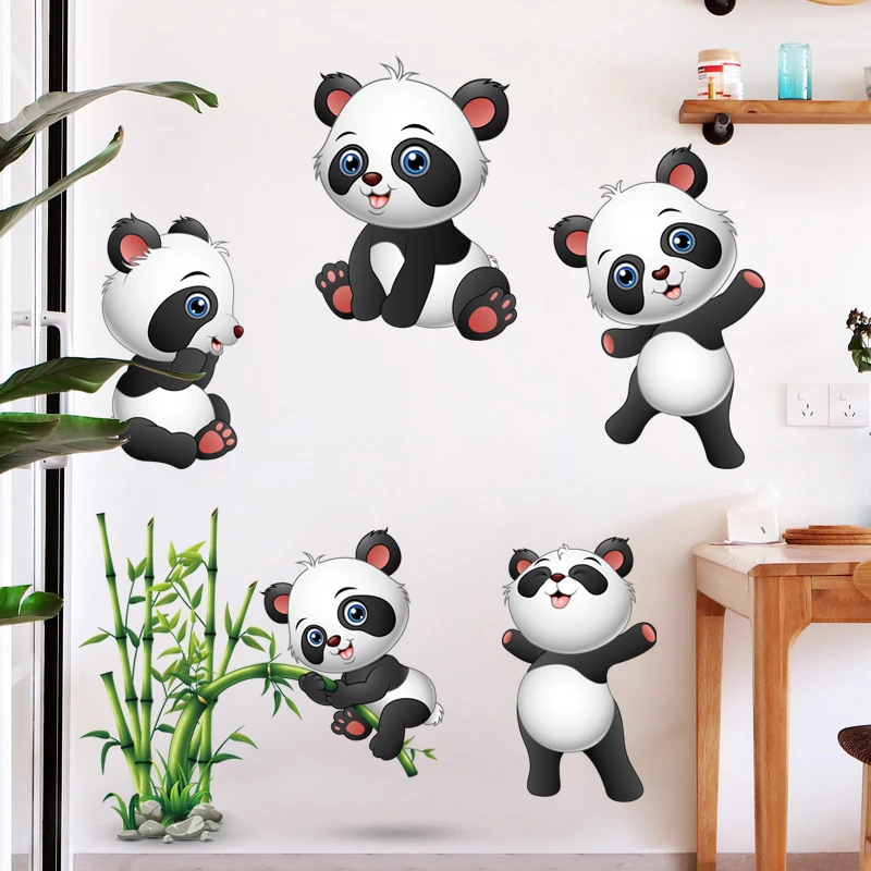 privacy galop Marco Polo Cartoon schattige dieren panda kleuterschool kinderkamer decoratie  muursticker stickers|Behang| - AliExpress