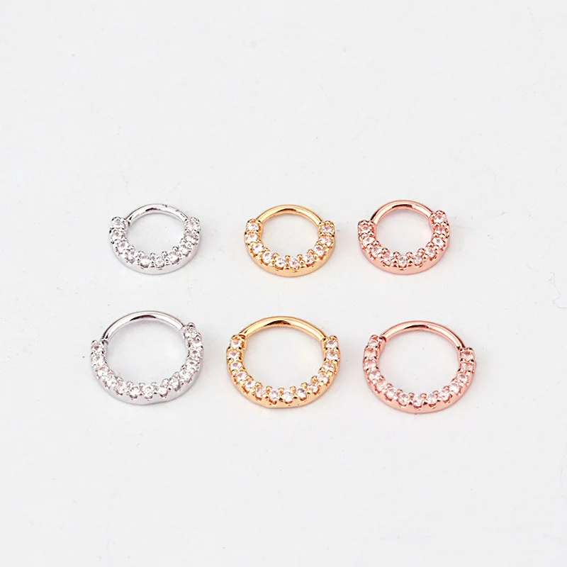 

1PC Silver Gold Rose Gold Color crystal Hoop Nose Ring Daith Earring Body Jewelry Snug piercing Tragus Helix Cartilage Earrings