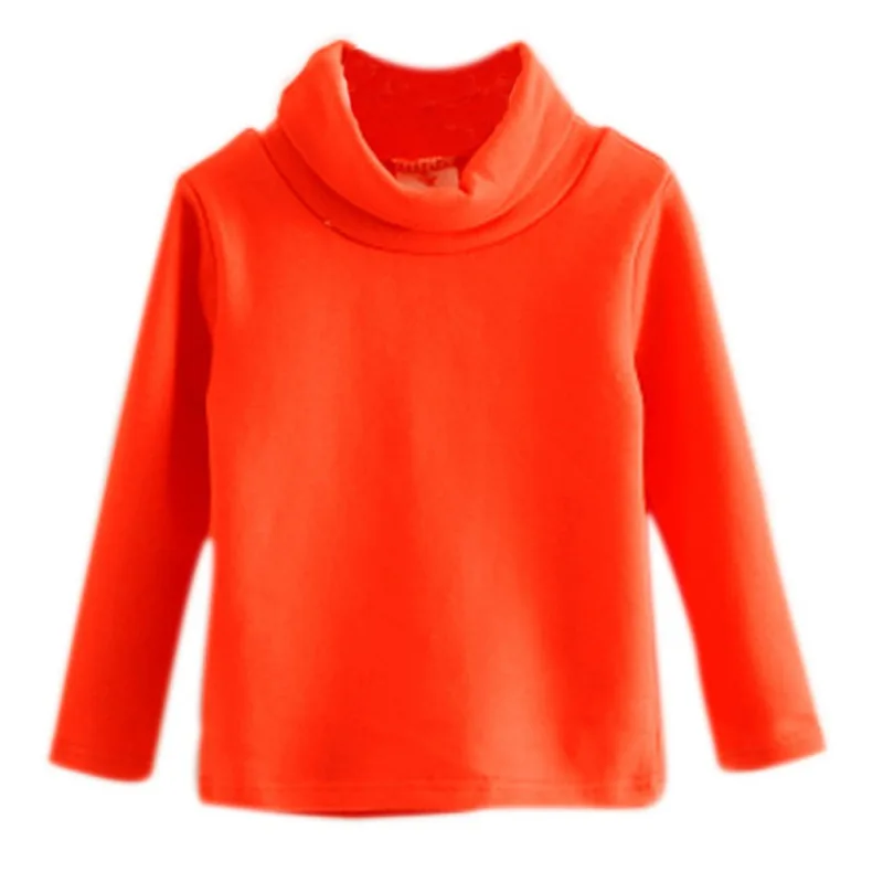 Candy Color Girls Clothes Kids Turtleneck T-shirt Fall Winter Solid Casual Pullover Cotton Clothes