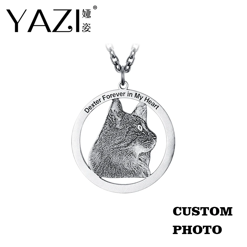 

YAZI Personalize Custom Photo Necklace Silhouette Shadow Carving Photo Pendant Engraved Animal or Person Custom Jewelry Charm