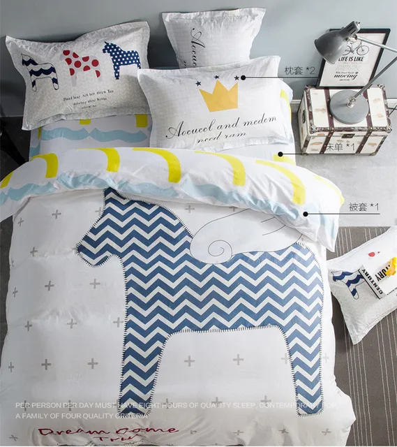 100 cotton fabric cartoon horse kids bedding set pillowcase twin 100 cotton queen sheet sets