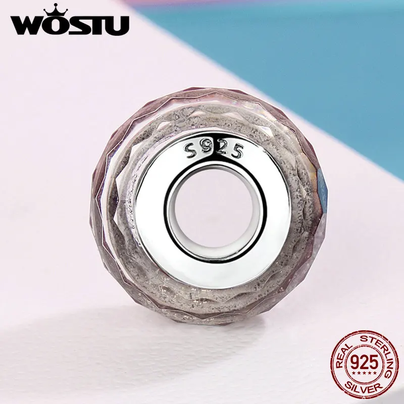 WOSTU Real 925 Sterling Silver Sparkling Murano Glass Beads Fit Original WST Charm Bracelet Jewelry Christmas Gift DXZ061