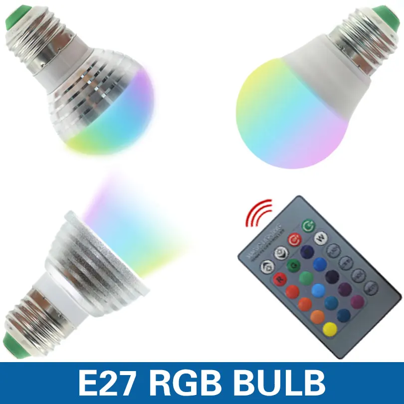 

E27 E14 LED 16 Color Changing RGB Magic Light Bulb Lamp 85-265V 110V 120V 220V RGB Led Light Spotlight + IR Remote Control