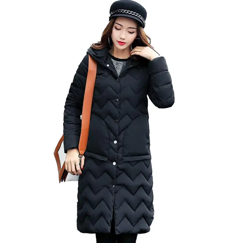 

Ailegogo Women New Winter Jacket Warm Hooded Parkas Long Snow Quilted Slim lattice Coat Black Army Green Gold Jackets Female