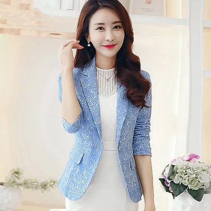 POENFLY осенние женские Верхняя одежда модный Женский блейзер жаккардовый костюм