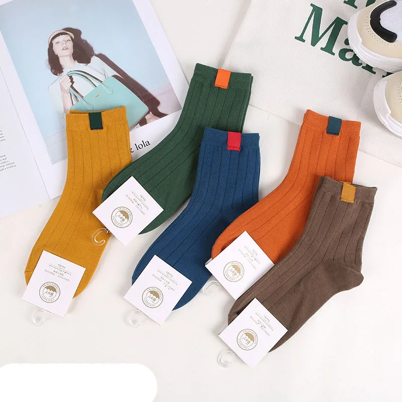 

5pc/lot women Socks High Quality Cotton Sox Fashion Style Socks Warm keeping Socks Solid color For lady Girls