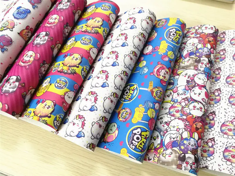 

Free shipping 7.6*12inch cartoon print synthetic leather fabric for DIY accessories BHY396