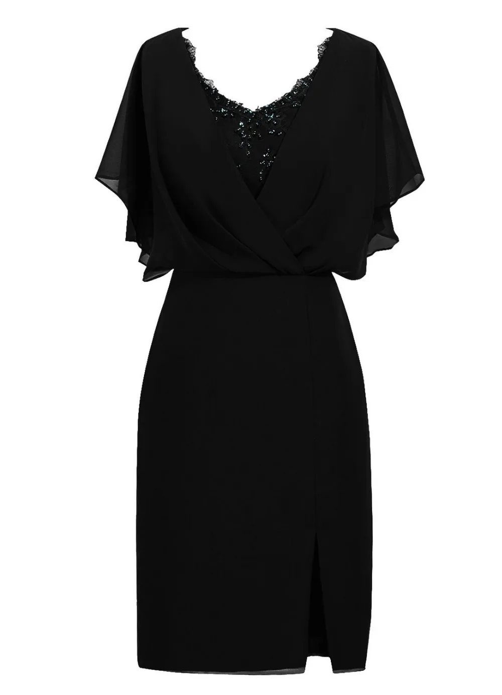 

2019 A Line Cross V-Neck Mother Of The Bride Short Chiffon Beading Zip Up Back Bridal Dresses Wedding Party Dresses