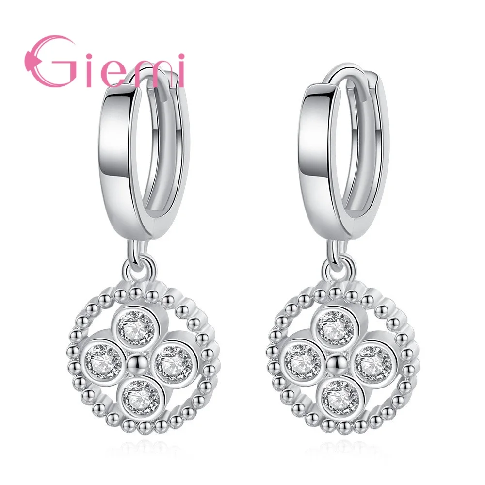 Fashion Exaggerated Geometric 925 Silver Cubic Zircon Round Earrings Girl Temperament Wild Circle Earrings Jewelry Gift Women