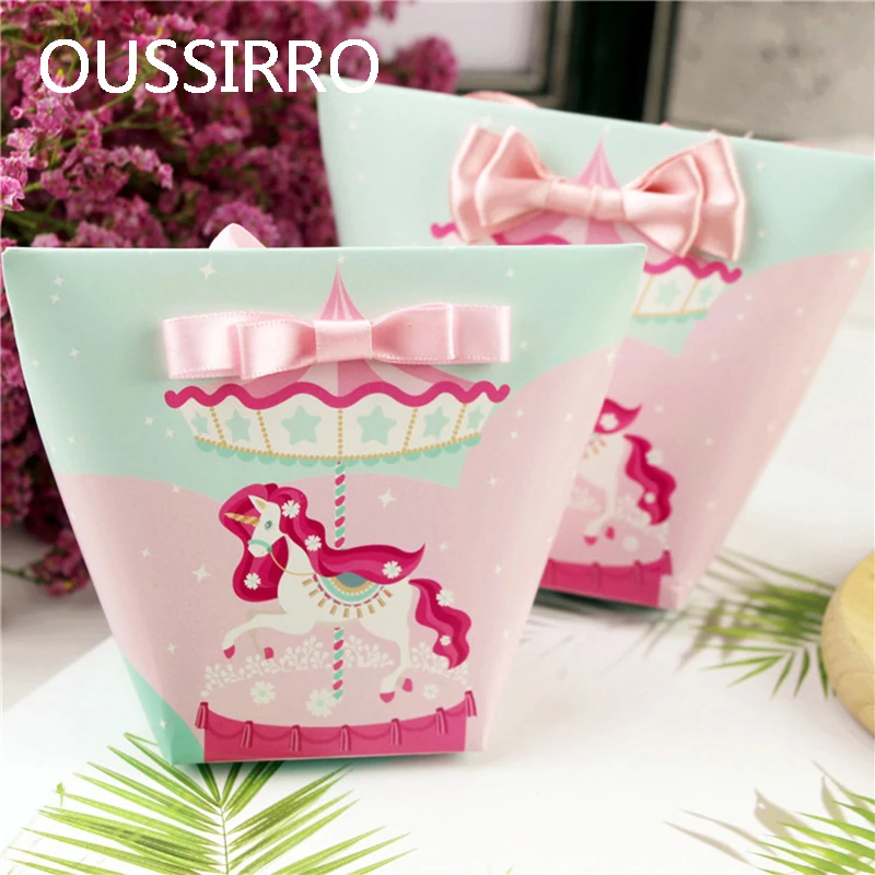 

10PCS Kawaii Cartoon Unicorn Flamingo Candy Box Wedding Gift Bag Paper Gift Box Women's Cake Package Birthday Party Cookies Bags