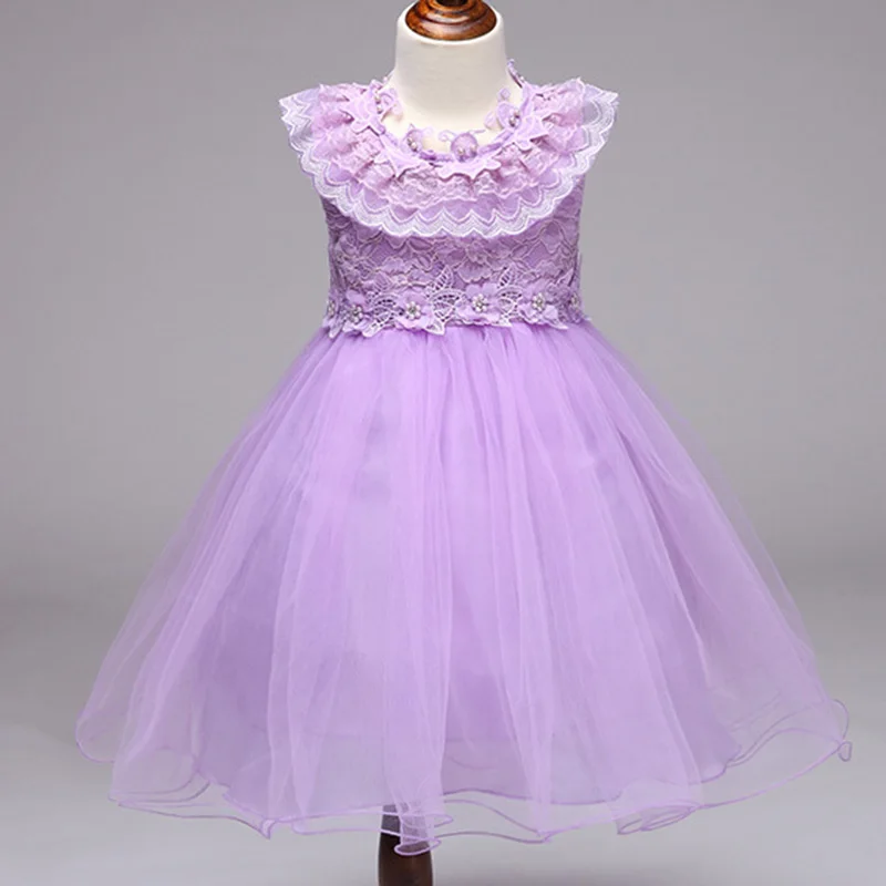 

Retail Lace Hollow Rose Fashion Girls Party Dress With Ribbon Belt Trendy Pearl Appliques Girls Wedding Party Dress LM8002