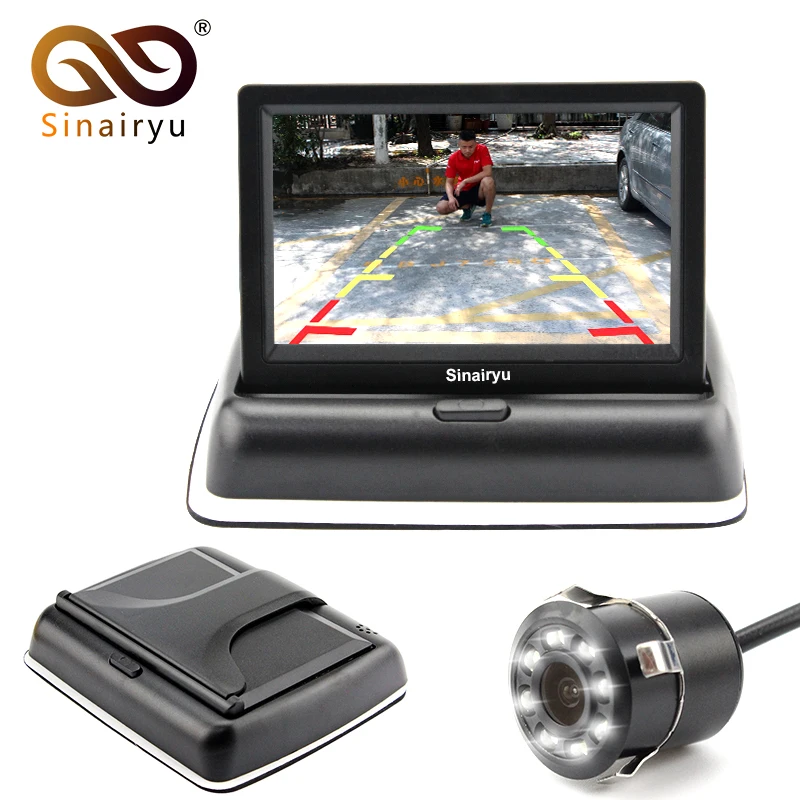 

Sinairyu High Resolution 4.3" TFT LCD Folding Car Parking Assistance Monitors Foldable Car Monitor With LED Rear View Camera