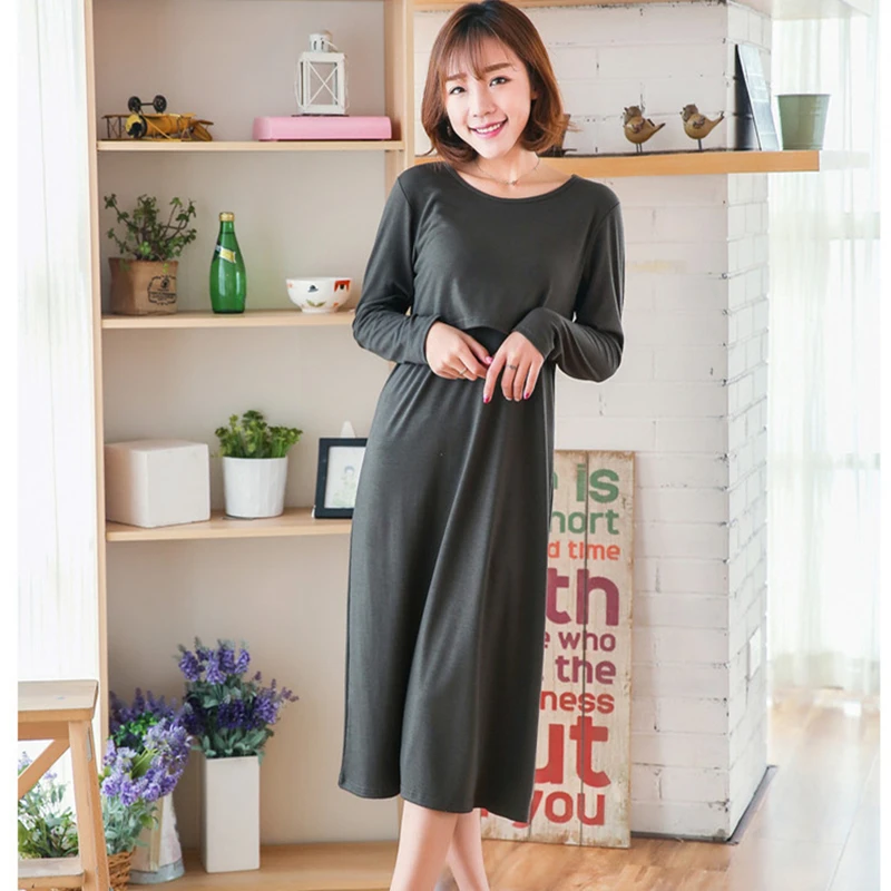 

Cotton Maternity Dress Spring Pregnant Women Pajamas Nursing Breastfeeding Autumn Nightgown Sleepwear Women Pregnancy Clothes
