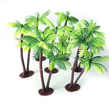 

10pcs/pack Green Mini Simulation Coconut Tree Fish Tank Landscape Wedding Home Party Decor for Display Photo props
