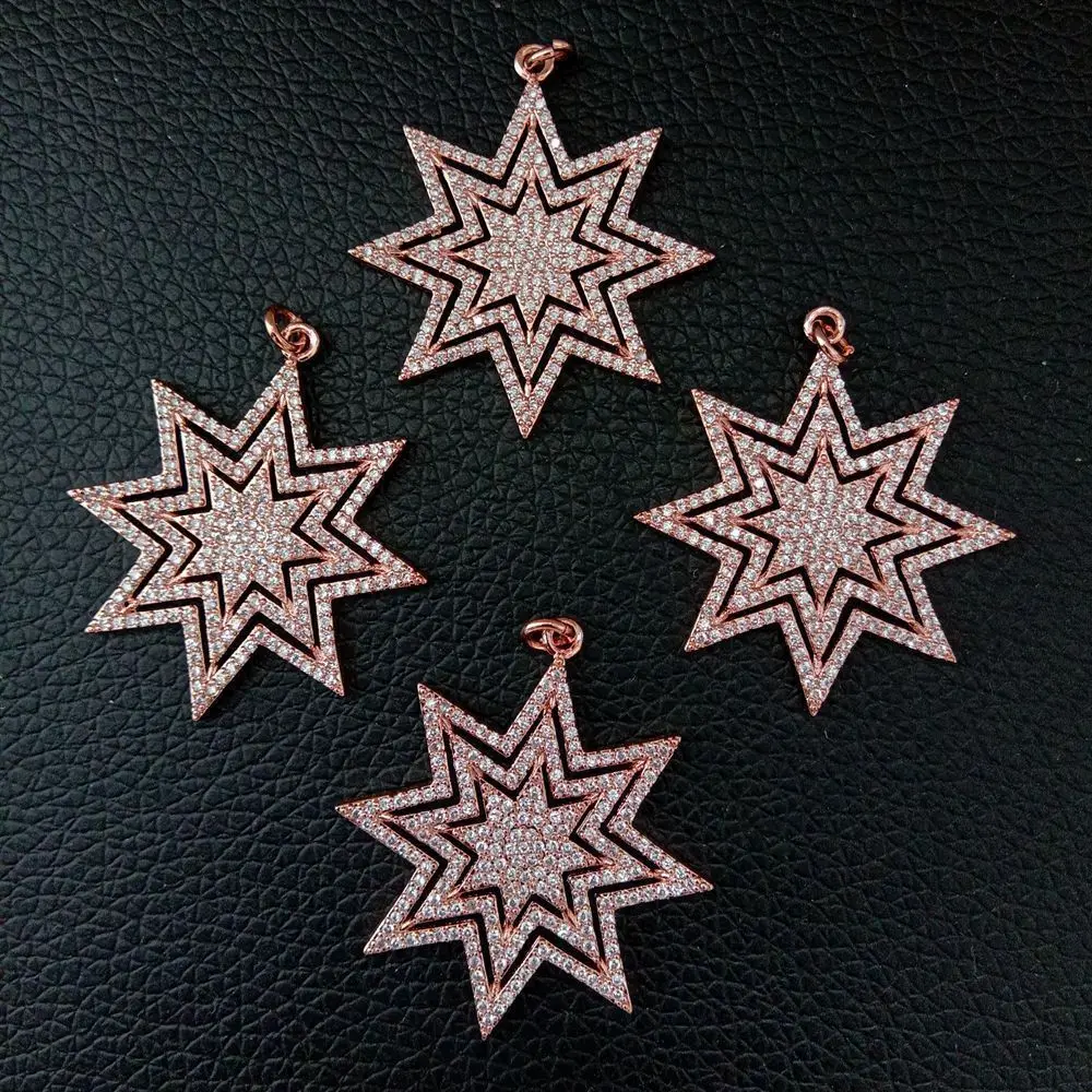 CP096 1 шт. CZ Micro Pave Star подвеска для изготовления ювелирных изделий 35*34 мм