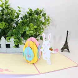 3D Пасхальный кролик Поздравительные Открытки творческий Pop Up Ручной лазерный разрез бумажные карточки пасхальное яйцо дизайн креативный