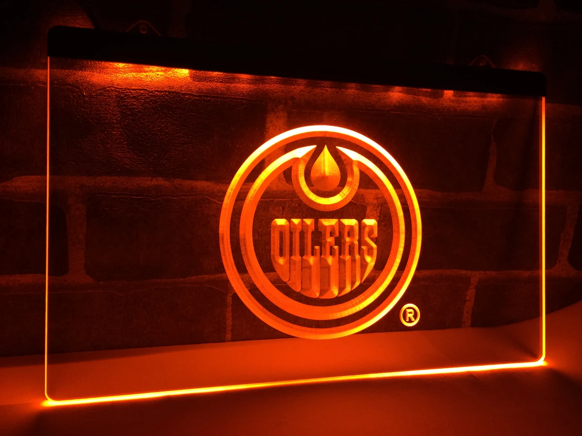 LD087-Edmonton Oilers хоккейный подарок светодиодный неоновый светильник Знак Домашний Декор ремесла