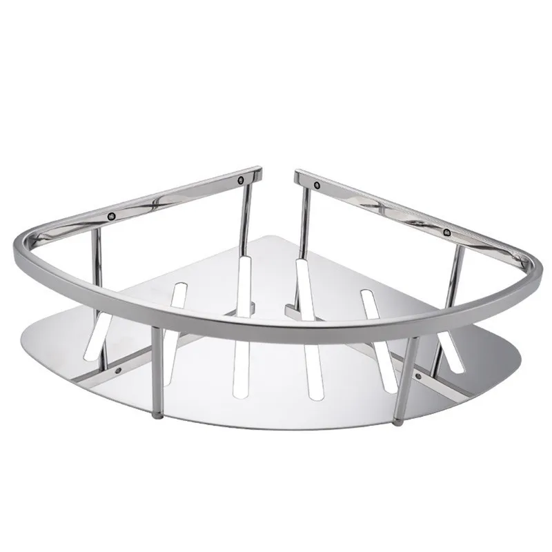 

ROLYA Polished Chrome/Black Solid Metal Single Bathroom Corner Baskets Triangular Tub and Shower Caddy Basket