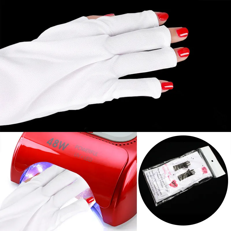 

1 Pair White Useful Anti UV Mitt Long Gloves For UV Light/Lamp Radiation Protection Manicure Nail Art Glove Dryer Manicure Tools