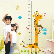 Tabla de altura extraíble pegatina de pared dibujos animados para medir la altura con animales para las habitaciones de los niños tabla de crecimiento decoración para dormitorio infantil arte de pared