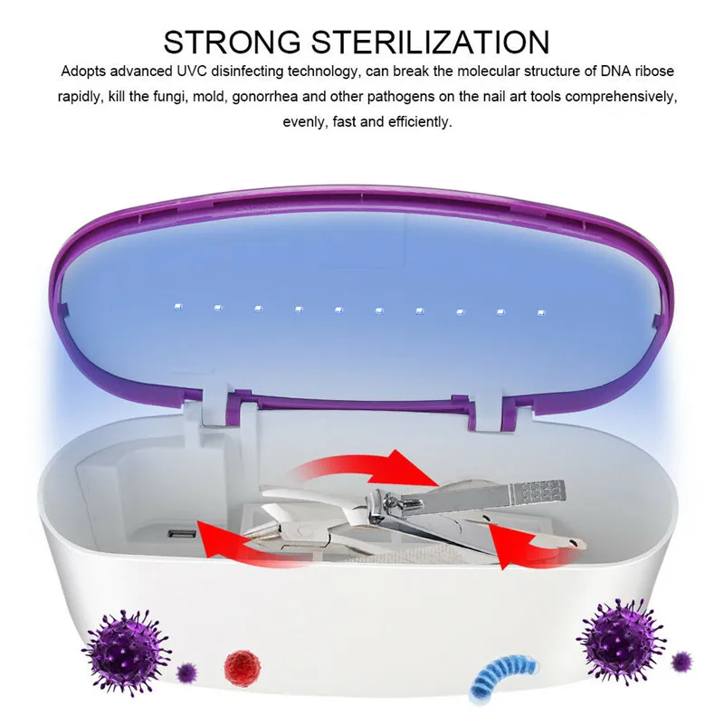 УФ-инструменты для дизайна ногтей стерилизатор для дезинфекции стерилизатор коробка для хранения стерилизатор портативный светодиодный ящик для дезинфекции