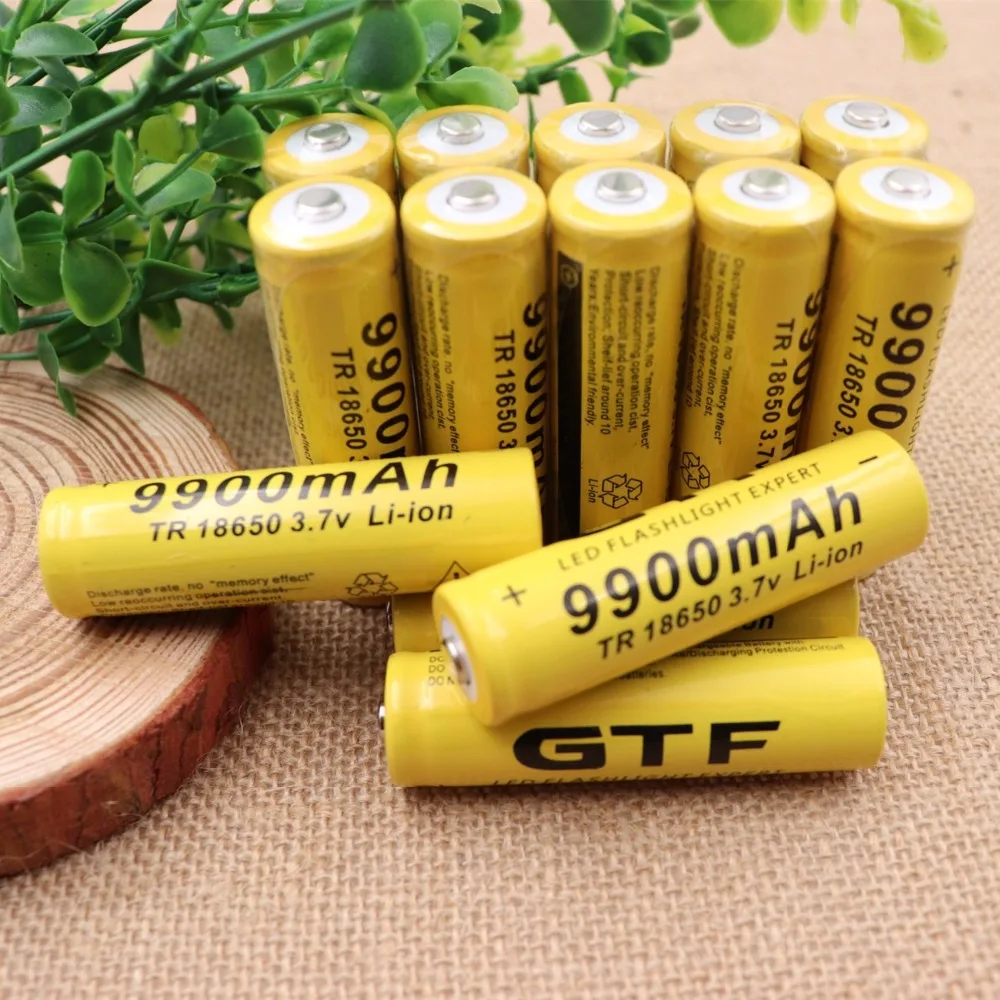 10PCS New 100 pattern Yellow Shell GTF 18650 3.7V 9900mAh Capacity