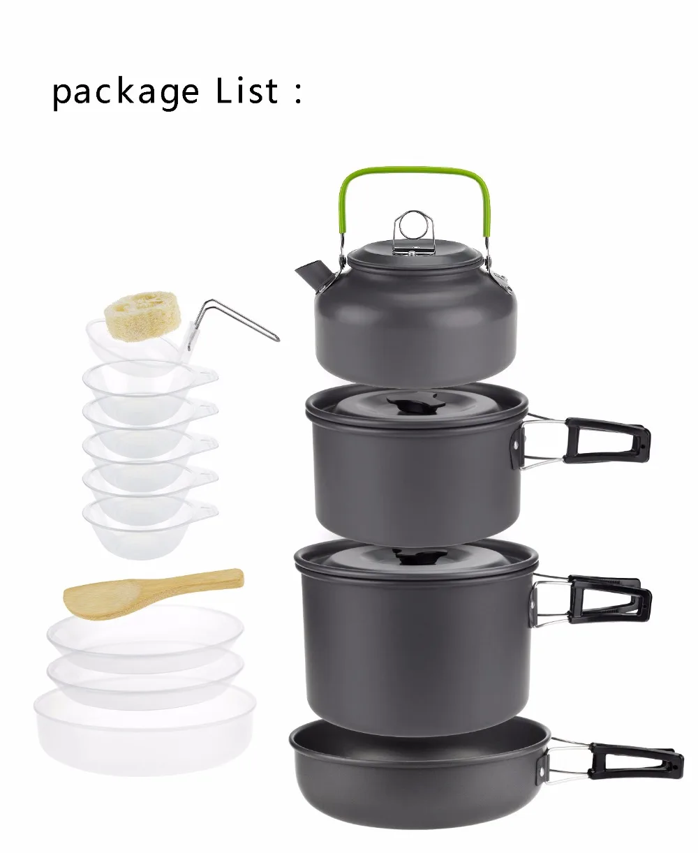 2018 New 3 5 person Camping Cookware Utensils outdoor tableware set