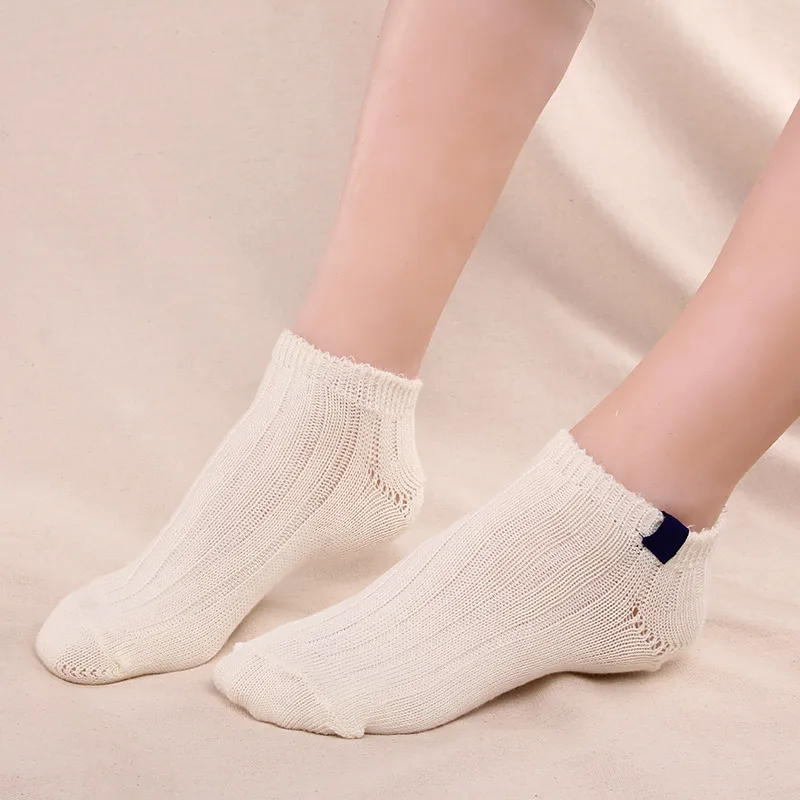 3 пар/лот модные хлопчатобумажные вязаные носки женские носки дышащие женские повседневные короткие носки - Цвет: Бежевый