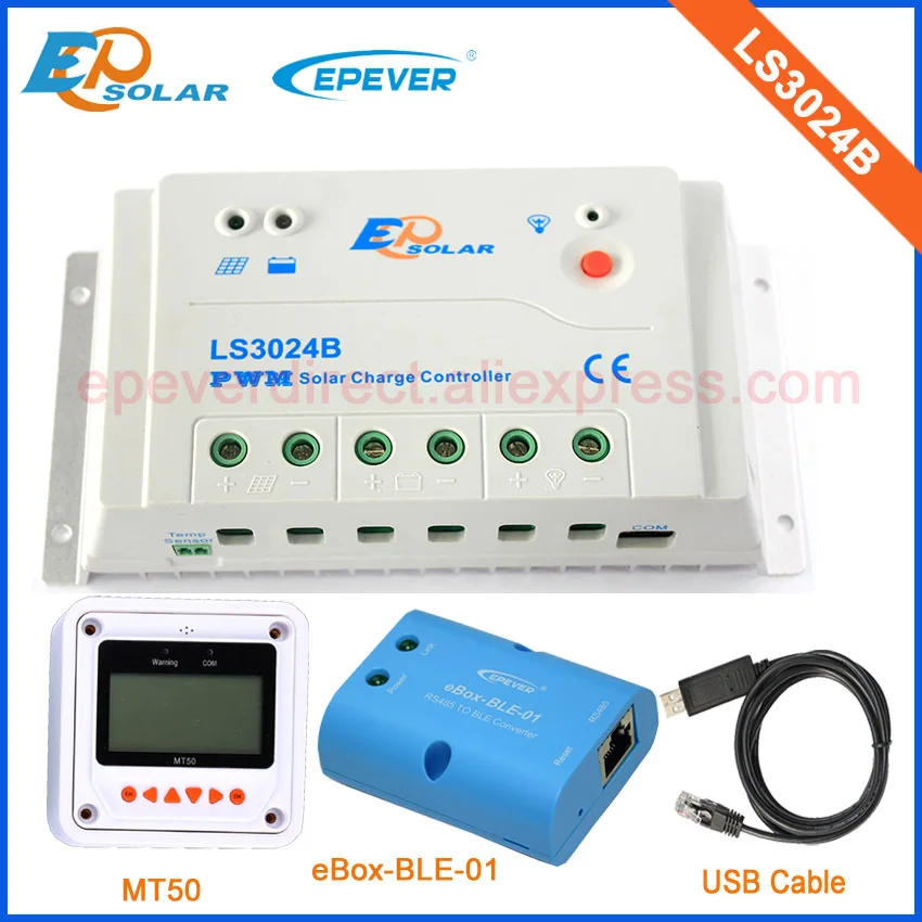 Контроллер 24В PWM EPEVER Регулятор зарядки солнечной батареи LS3024B с usb-кабелем ble BOX 30A