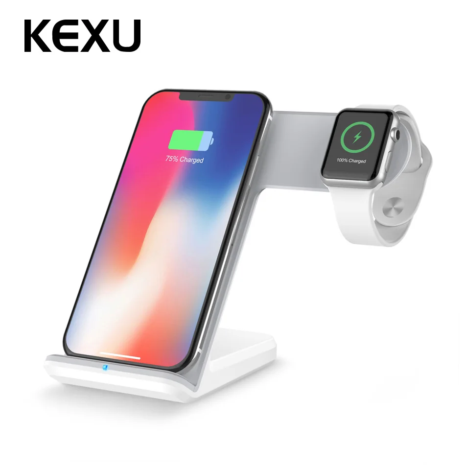 

KEXU 2 in 1 Fast Charging Qi Wireless Charger for Apple watch 1 2 3 4 For iPhone XS Max XR X 8 Plus For Samsung S9 S8 note 9 8
