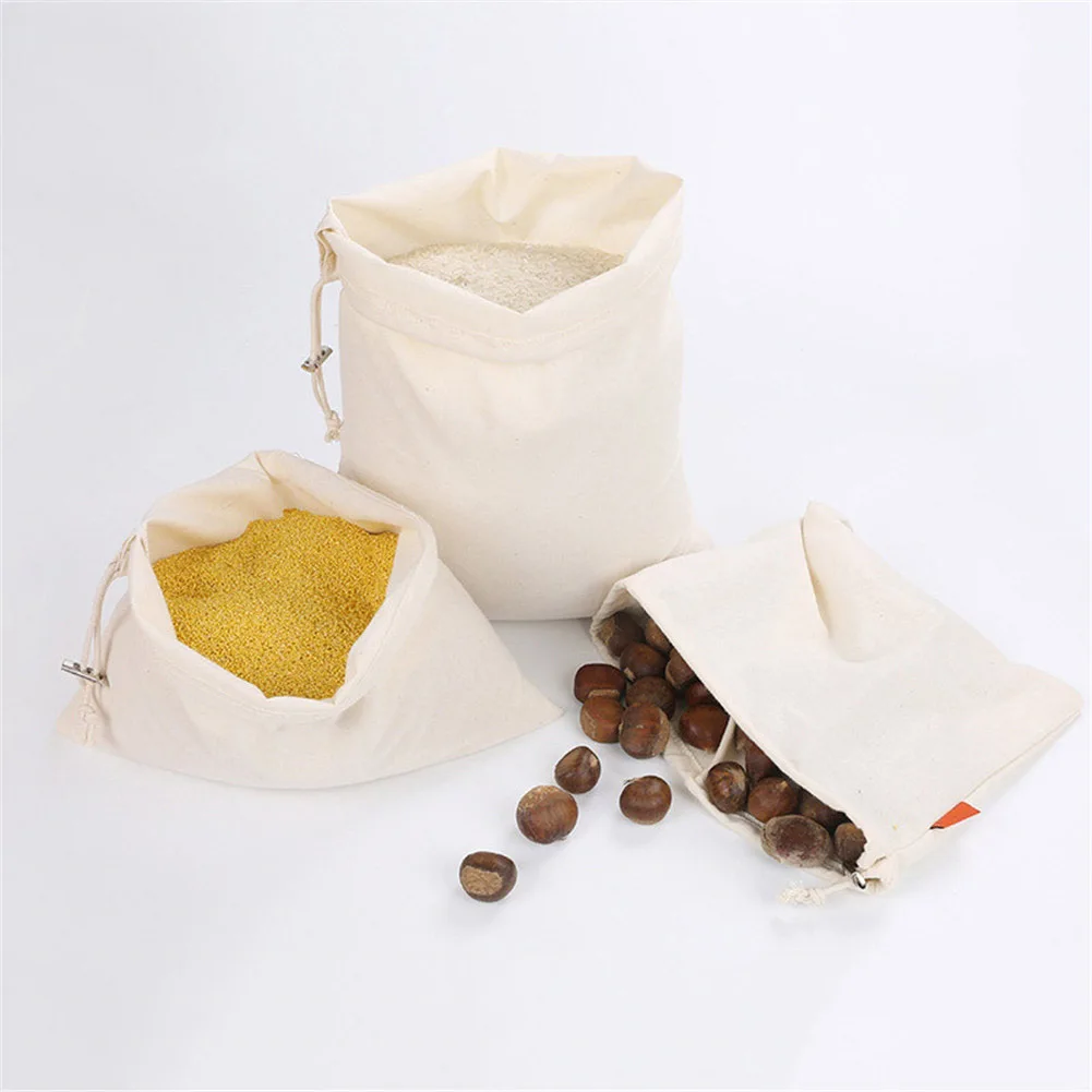 Многоразовая сумка для хранения навалом из хлопка с металлической пряжкой, многофункциональные фрукты овощи; рис. сумка для покупок хлеба