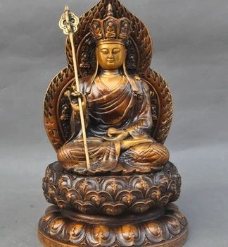 

Old Tibet Buddhism Fane Bronze Gilt Jizo Ksitigarbha Bodhisattva Buddha Statue