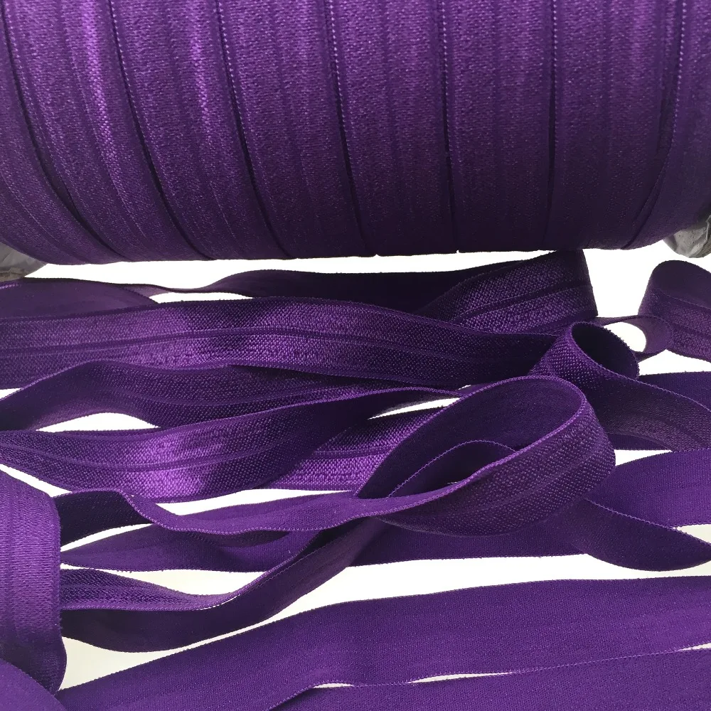 

Free shipping 5/8"shiny Solid fold over elastic, 100yards/roll Purple color
